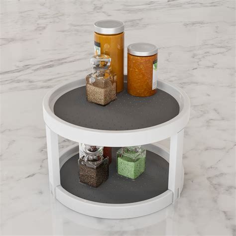 two tier lazy susan turntable for cabinet-steel|2 tier plastic lazy susan.